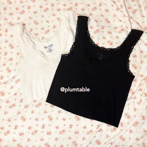 Brandy Melville Black and White Lace Camisoles